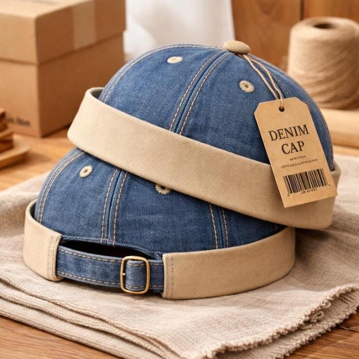 MikiHat Topi Peci Bahan Jeans Catton Peci Pria Casual Skullcap Kufi modern