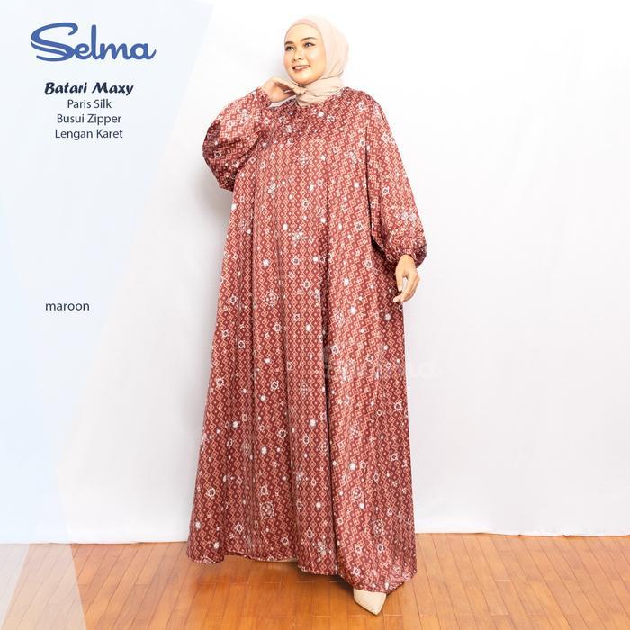 SELMA label-Gamis Kondangan Silk/ Gamis Jumbo/ Batari Maxy Mewah Busui Friendly