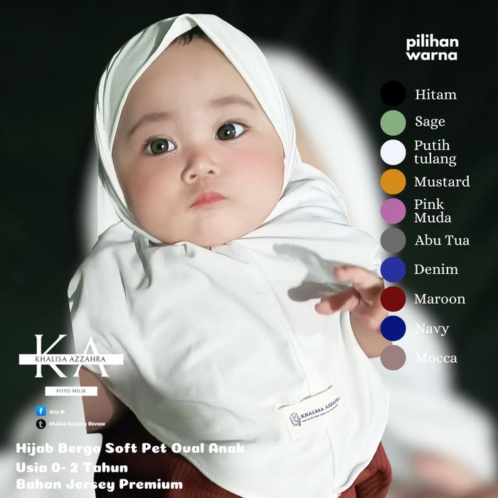 Hijab bergo soft pet by Khalisa Azzahra (PUTIH TULANG) 0-2tahun