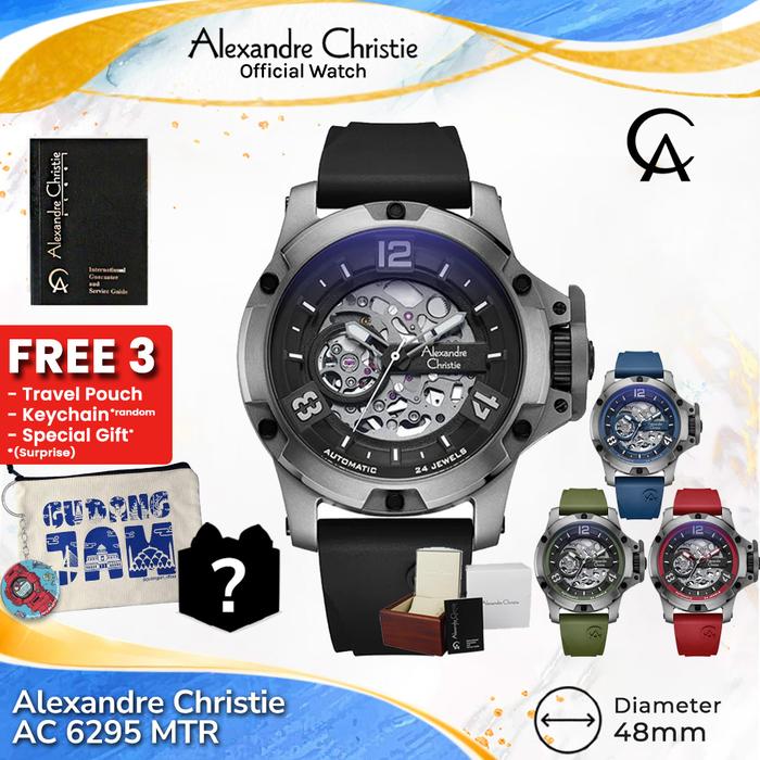 Alexandre Christie Jam Tangan Pria AC 6295 MTR Automatic Rubber Strap