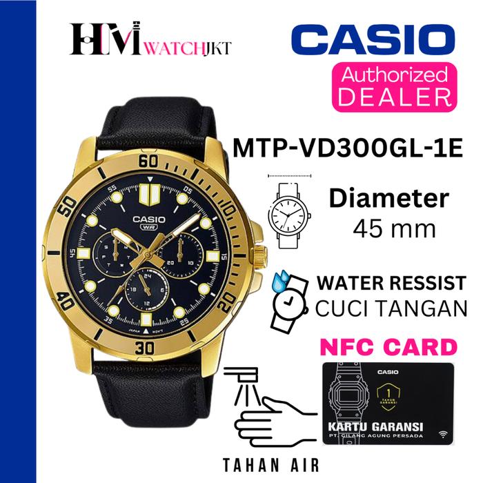 CASIO MTP-VD300GL-1EUDF Jam Tangan Pria Original Analog Day-Date Antiair MTP-VD300GL-1E MTP-VD300