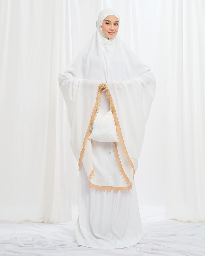 TATUIS Mukena Wanita Polos Renda Emas Katun Basic Tiara 368 Prayer Set Dewasa