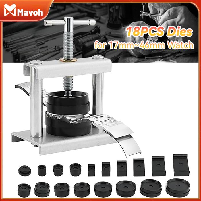 Ready- Jam Watch Press Tool Set 18PCS Dies Watch Repair Tools Back Case Bahan Besi Bulat Dan Kotak A