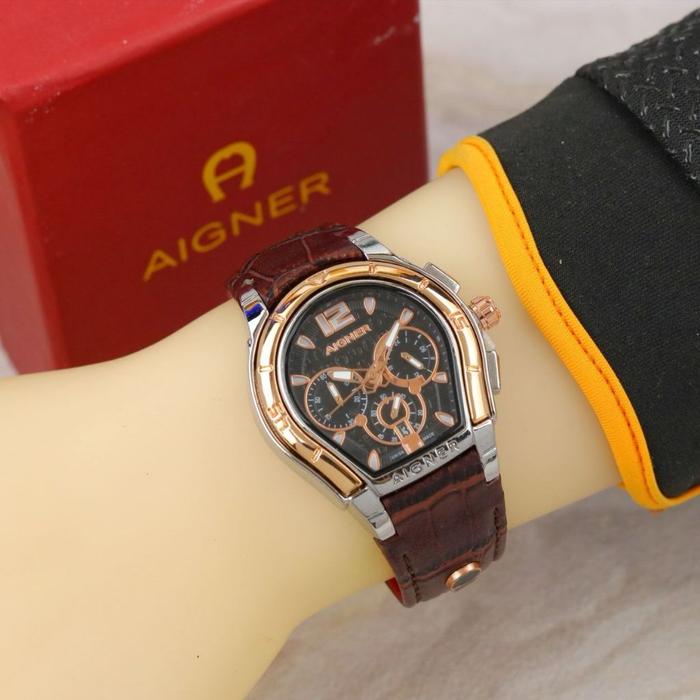 Best Item! ( BISA COD ) Jam Tangan Wanita AIGNER Palermo Kulit Chrono aktif Tanggal Aktif Include BO