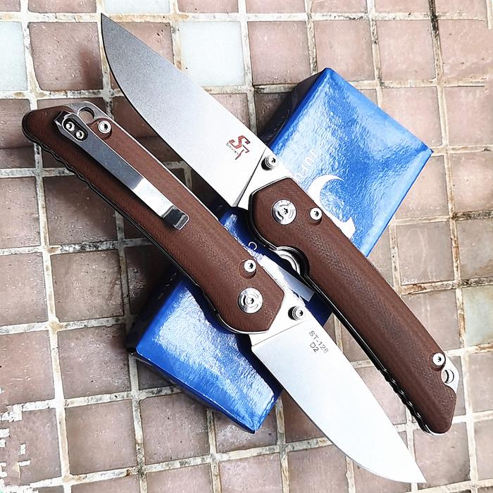 2022 Sitivien Micarta / G10 ST128 D2 Ball Bearing Thumb Folding