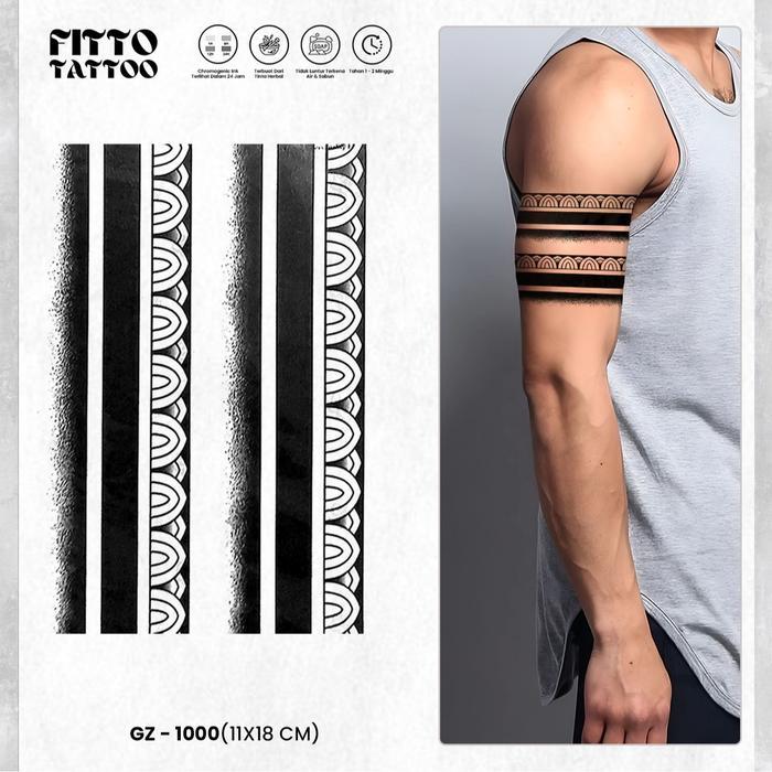 Tato Temporer Semi Permanen Garis Polos Tatto Fruit Ink Garis Lengan Premium Tahan 1-2 Minggu - GZ-1