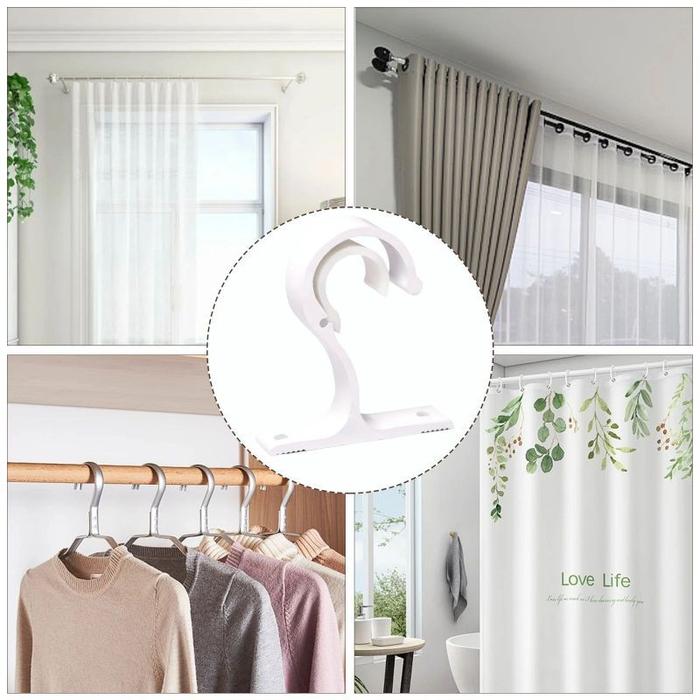 2pcs/Set Braket Tiang Gorden Universal Hook Tiang Gorden Logam Penyangga Tiang Gorden Gantungan Tian