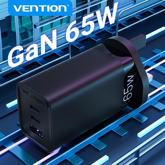 Vention UK Plug GaN 65W Fast USB C Charger for Macbook Tablet Fast