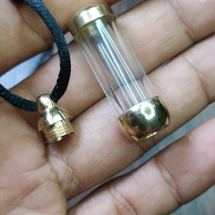 liontin tabung anti karat kalung tabung tempat perhiasan Tali Hitam Akrilik Titanium