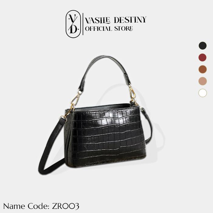 Vasile Tas Salempang Wanita Tas JinJing Croco Portable Hand Bag Korean Style Pu Leather ZR003