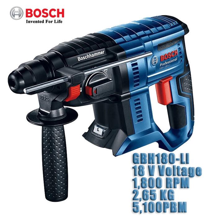 BOSCH GBH 180-LI Brushless Cordless Rotary Hammer Bare Tool 18V Multifunctional Lithium Percussion B