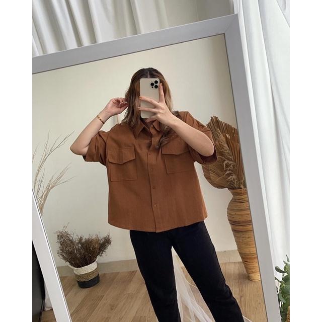 ◤New◢ Kenta Top | Fashion Kemeja Oversized Basic Atasan Blouse Wanita Kemeja Kantor Kuliah Best Sell