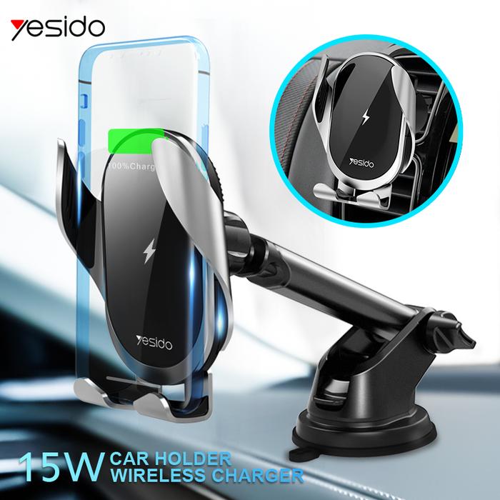 Yesido 15W Qi Car Phone Holder  Wireless Charger Car Automatic
