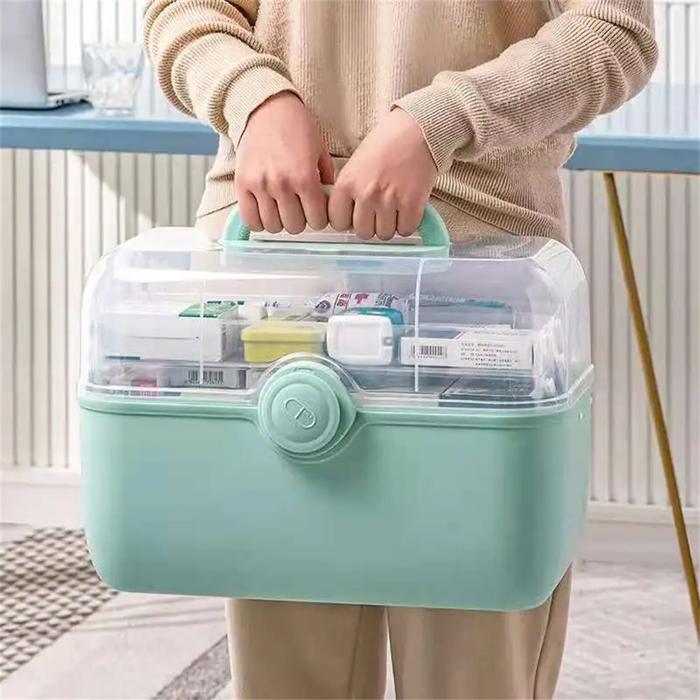 Kotak Organizer obat keluarga kapasitas besar kotak penyimpanan obat