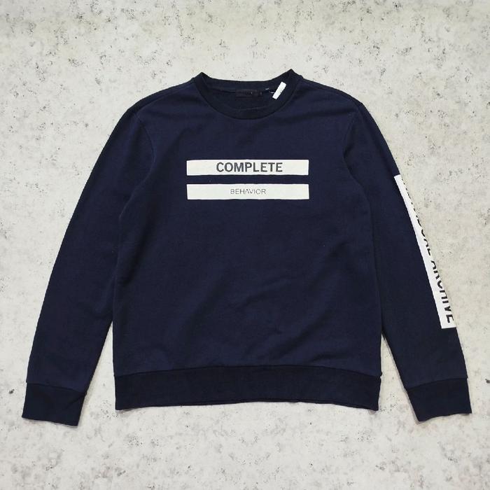 crewneck pria navy UGIZ spell out sweater pria murah bagus