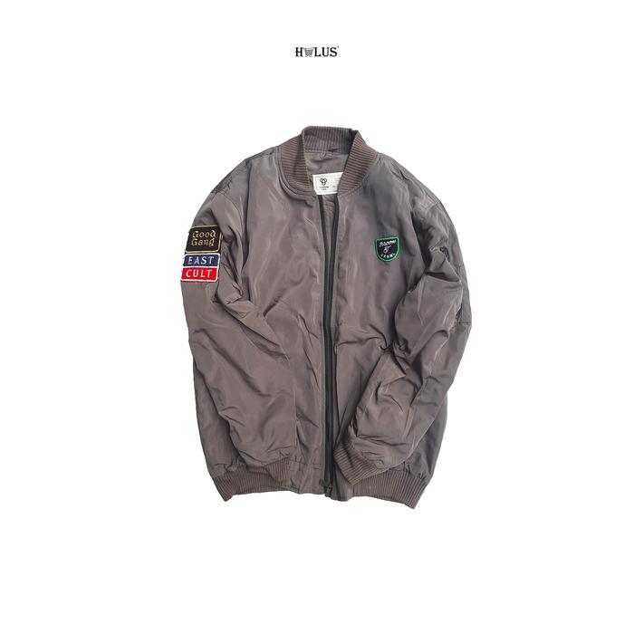 Jaket Bomber x Varsity by Throox.org Original Brown with Patch Authentic Preloved