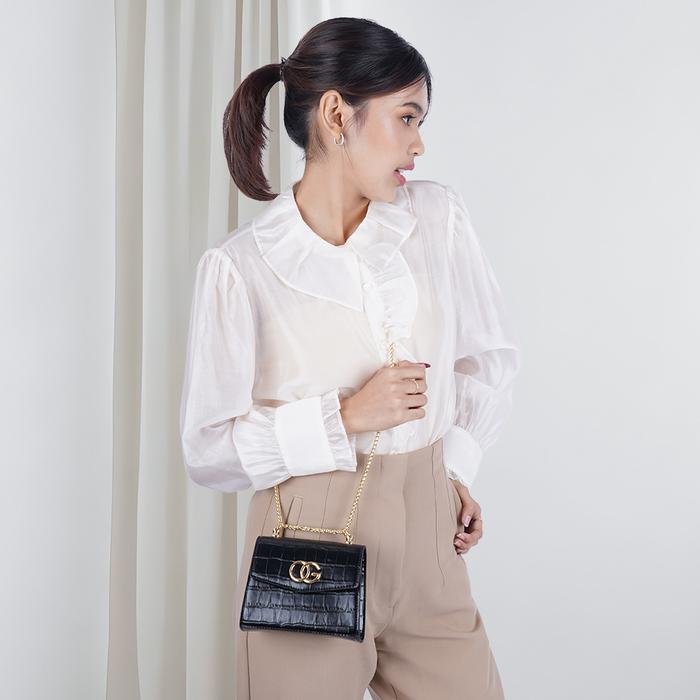 OGGI Ascoli Croco Flap Crossbody