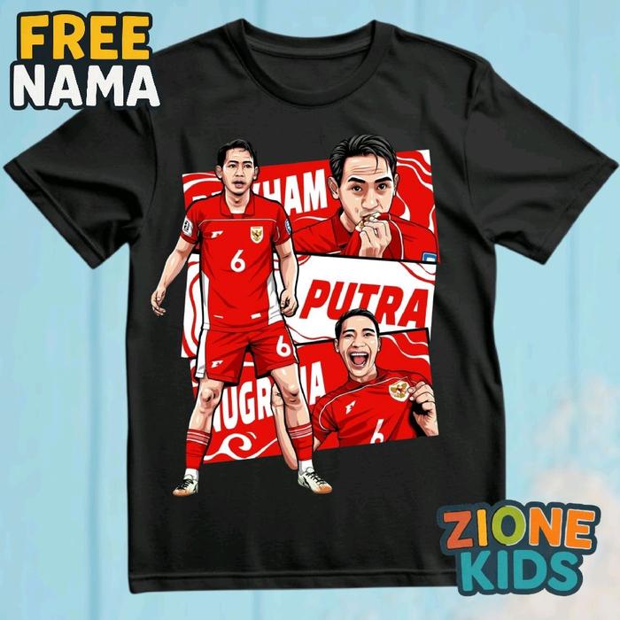 ZIONEKIDS Kaos Anak Beckham Putra Pemain Timnas Indonesia Fashion Baju Kaos Unisex Motif Pemain Pers