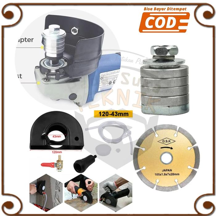 Adaptor Gerinda Jadi Mesin Bobok Dinding Bata Beton Hebel Jalur Pipa Air Adapter Ring Wall Chaser