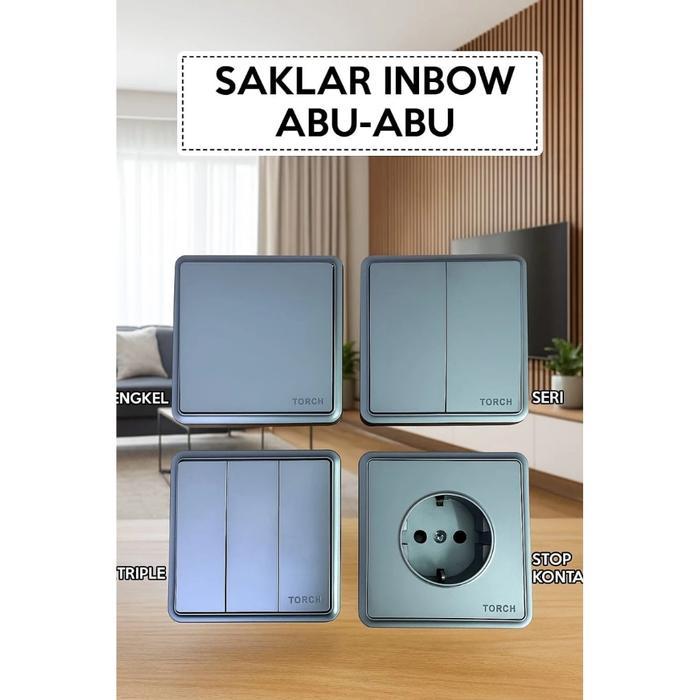 PROMO Torch Saklar Tanam Minimalis Premium Grey / Abu / hitam / putih Stop Kontak, Seri , Saklar , T
