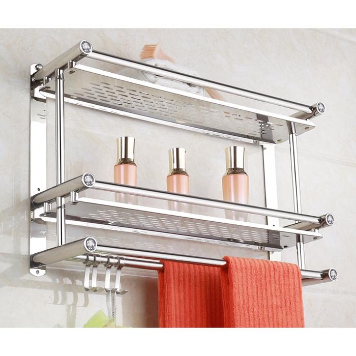 Rak Kamar Mandi Rak Handuk Rak Handuk Mandi Aksesori Kamar Mandi Rak Baja Stainless Tahan Karat