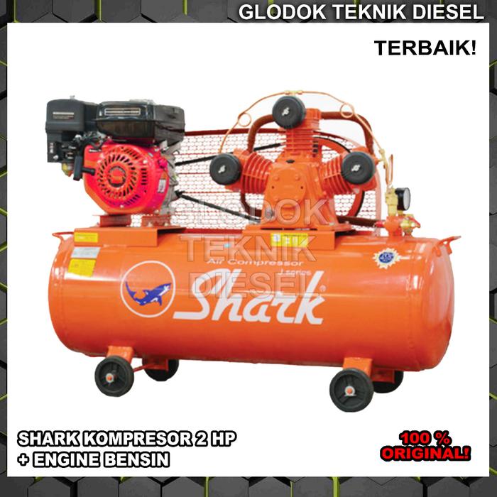SHARK 2 HP PK Kompresor Angin + Engine Bensin 6.5 HP Air Compressor ORIGINAL TERBAIK