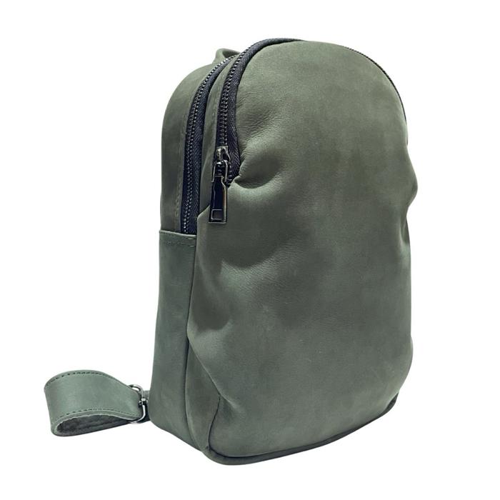 Slingbag Mini Backpack Kulit Sapi Suede Asli Tas Ransel Mini selempang Premium Unisex Hijau Suede Ta
