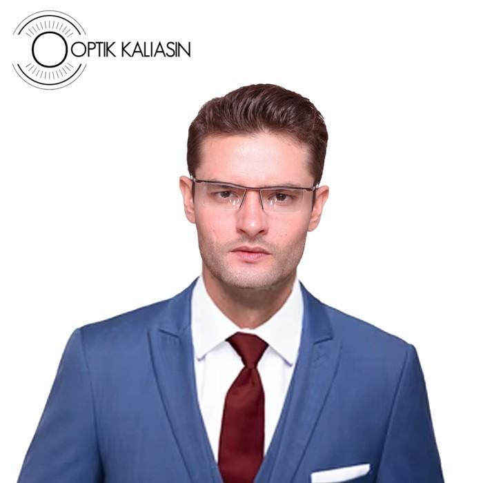Optik Kaliasin - Frame Kacamata Sporty Pria Half Rim Titanium Magnesium Lentur 8831 Pasti Ori