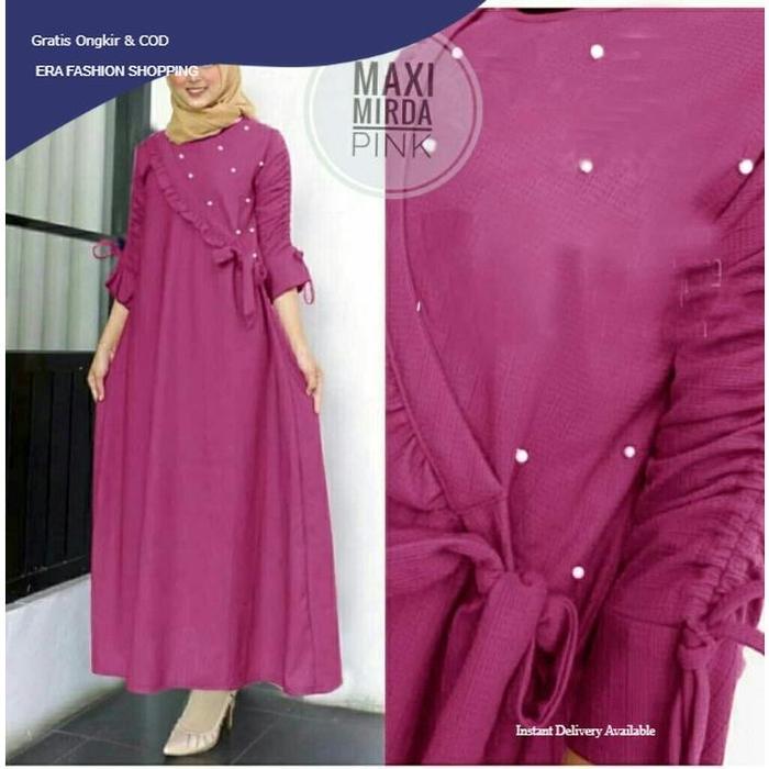 Baju Maxi Mirda pink RO Maxi Wanita balotelly pink fanta Fashion Kekinian Ramadhan Lebaran 2025 Fit