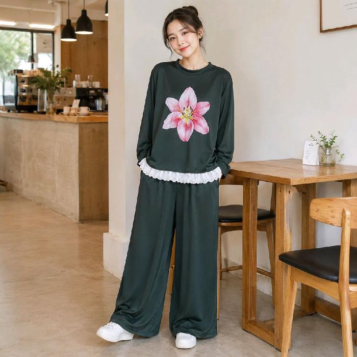 Nuna One Set Beby Teri Sablon Mix Renda Muslimah Dewasa Oversize Korean Style