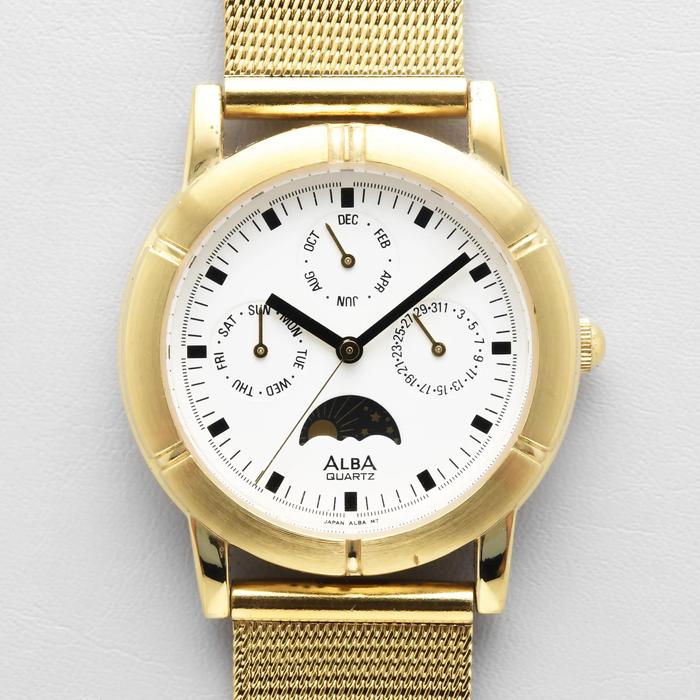 New Old Stock Alba Annual Calendar Moonphase Quartz V33F-X010