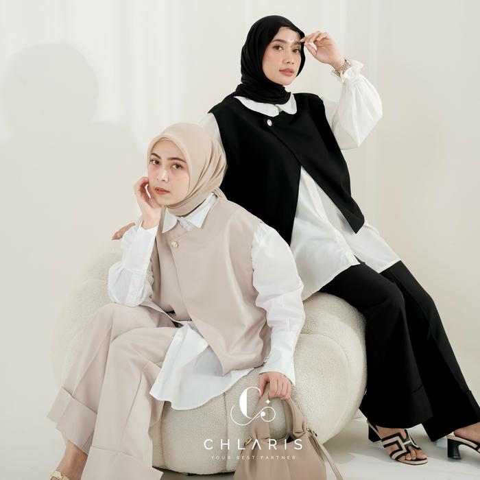 ButikChlaris - Sienna Vest Wanita Rompi Atasan Korean Style Sleeveless Top Crop Outer Oversize Casua