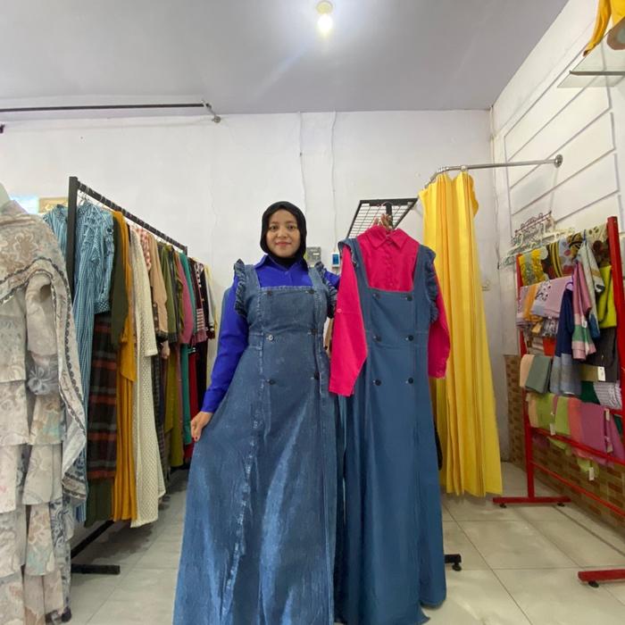 Overall set Jeans , gamis sendatan set