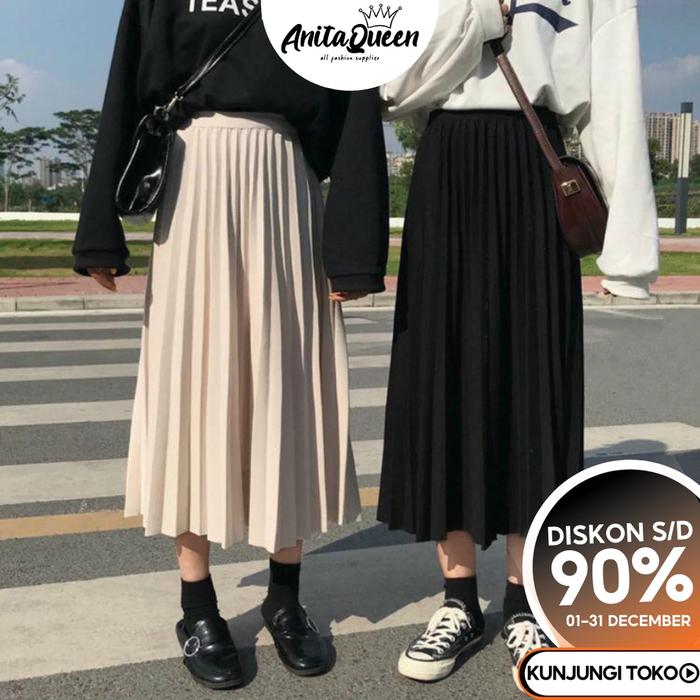 rok plisket pendek wanita 7/8 /rok payung wanita rok anak abg payung
