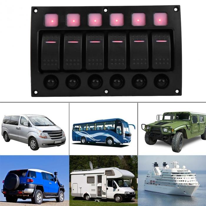 Baru 6 P 12/24 V Mobil Perahu RV Yacht On/Off Toggle Switch Panel