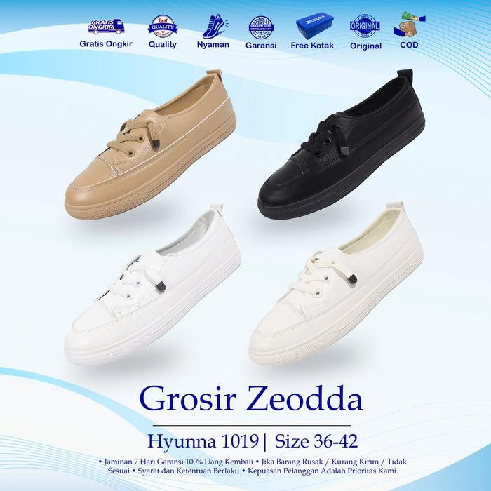 GrosirZeodda Hyunna Sepatu Casual Flat Shoes Pansus Import Premium Quality Bahan Kulit Sintetis Wani