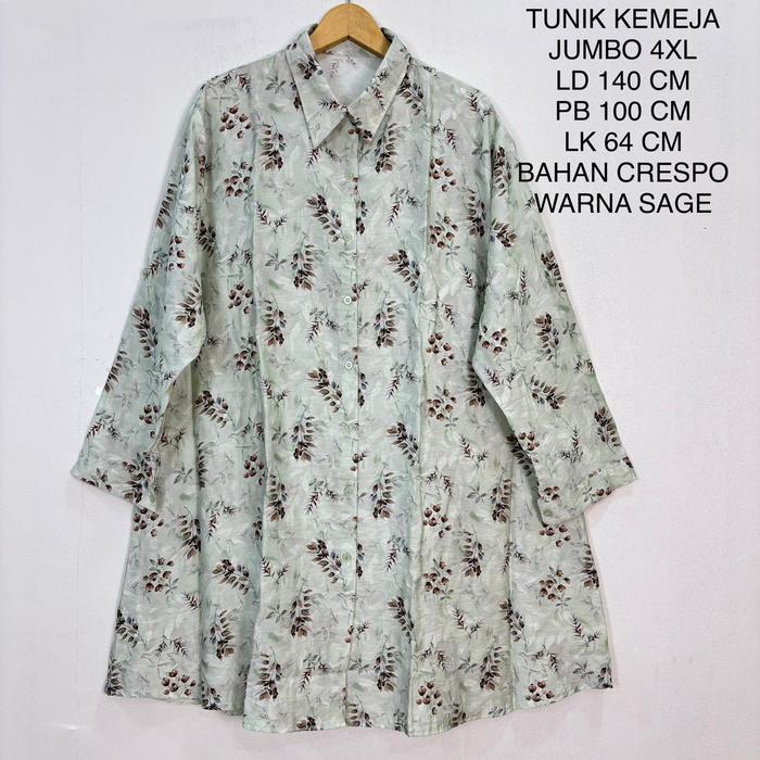 Tunik Kemeja Jumbo LD 140 CM Motif Bunga Model Kekinian - Jolin Tunik