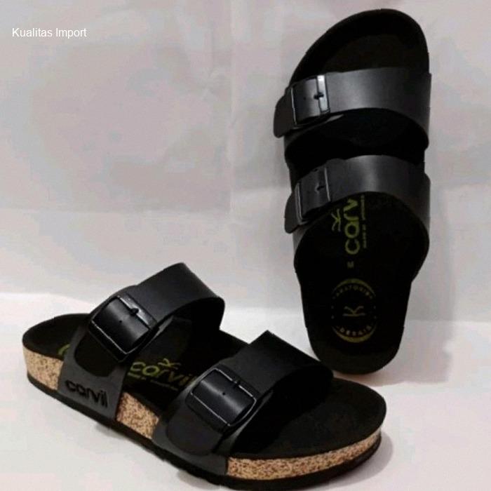 sendal slop pria kulit sandal slide carvil sendal carvil ban 2 terbaru Sandal kulit carvil | Kekinia