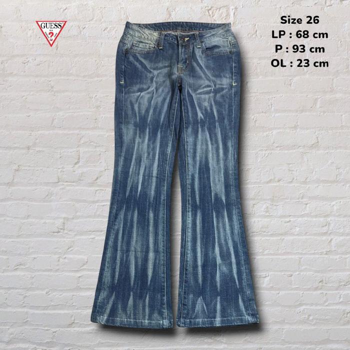 Size 26 Celana Panjang Longpants Jeans Guess Blue Washed Fading Bootcut Flare Original Second Prelov