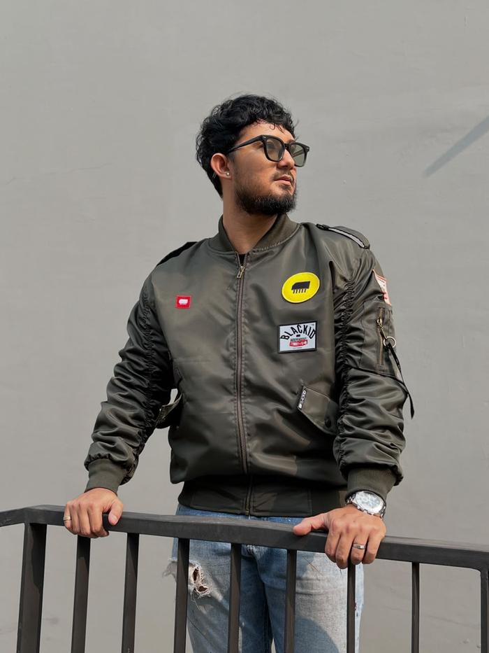 Blackid Jaket Bomber Green Army Pria Distro Army Kerah Nyaman Jacket Bomber