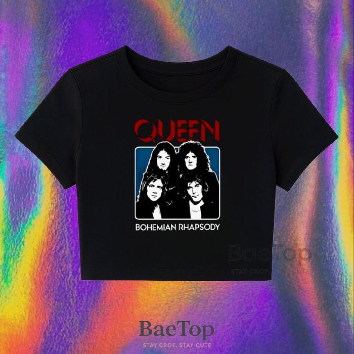 CROP TOP QUEEM BOHEMIAN RHAPSODY Y2K / CROP TOP TEE / CROP TOP HITAM / CROP TOP PUTIH / CROP Y2K / B