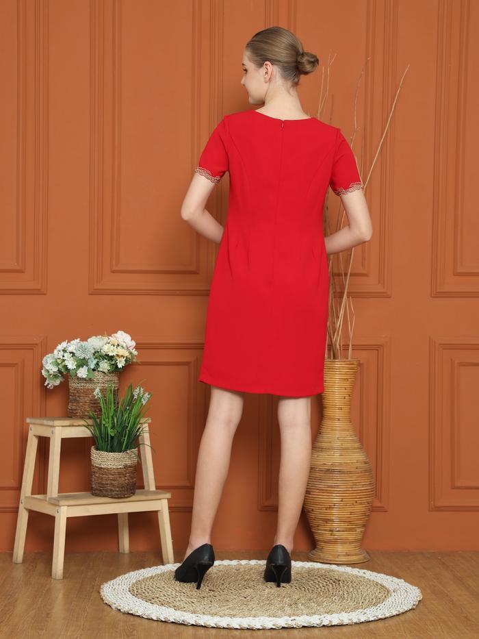 Lyne Halim Dress Merah Bordir Solo, 3130 B Size