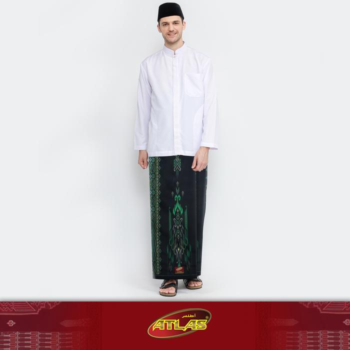 Sarung ATLAS Idaman 555 Kembang Motif BHS SGE Hitam Hijau 03