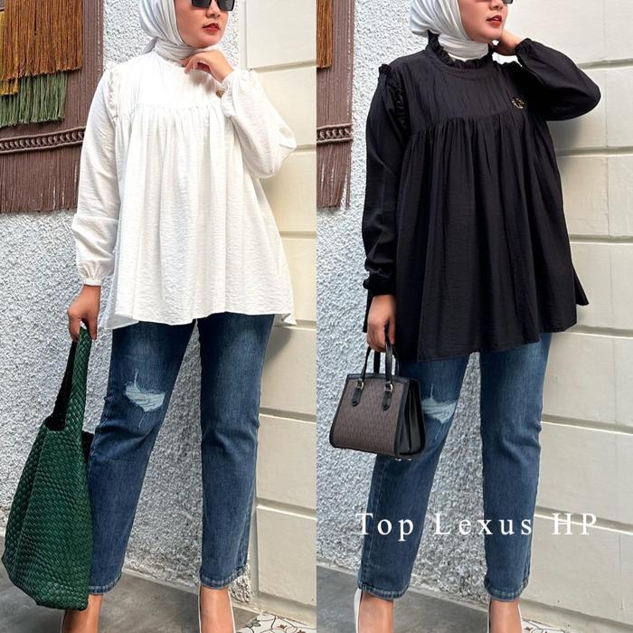 Atasan winody ready 2 warna hitam dan putih cocok dipakai santai dan kerja muat dr BB 45-85