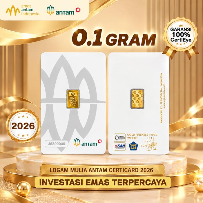 0.1 Gram Logam Mulia EMAS Antam LM Terbaru CertiCard Original 999,9%