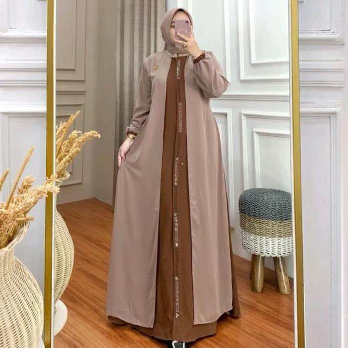 gamis abaya ceruty coklat muda