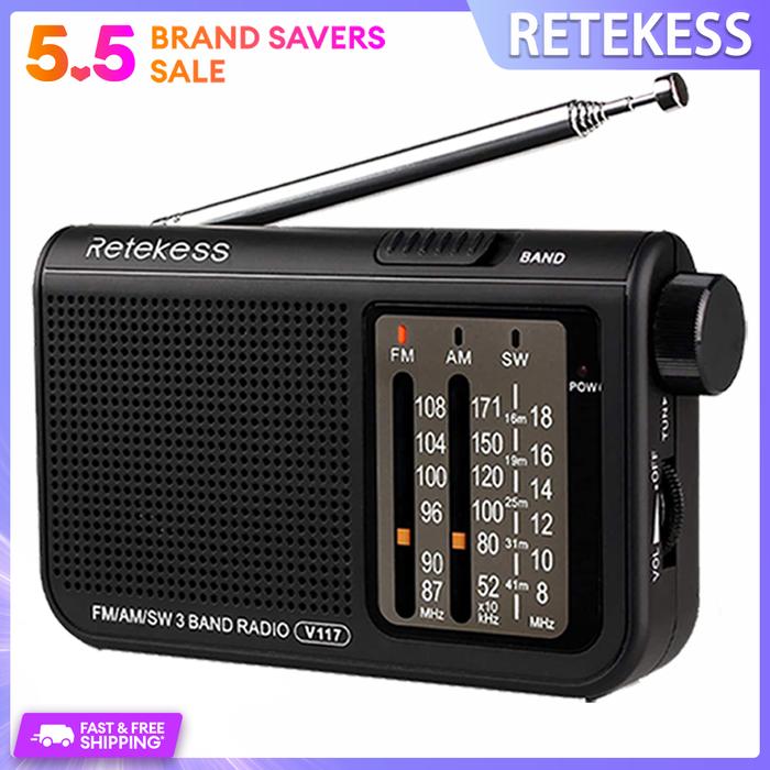 Retekess V117 Radio Gelombang Pendek, Radio og, Transistor, AM