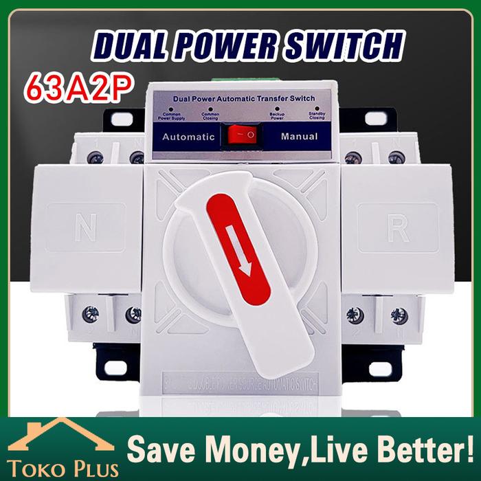 Automatic Transfer Switch ATS 63A 2P Auto Otomatis 220V Dual Power PLN Genset Inverter