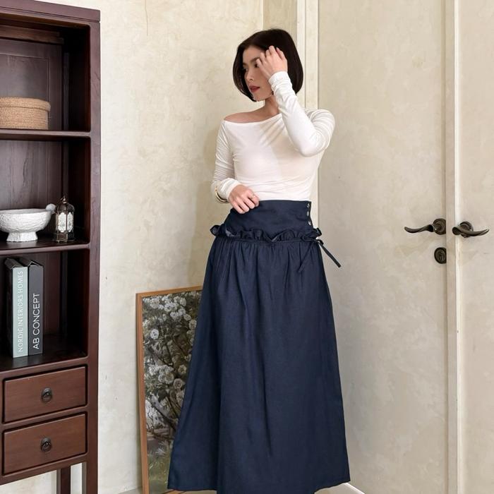 Wear Zaline -  Rae Denim Skirt | Rok Panjang Wanita | Rok Denim Wanita | Casual Maxi Bawahan Cewek D