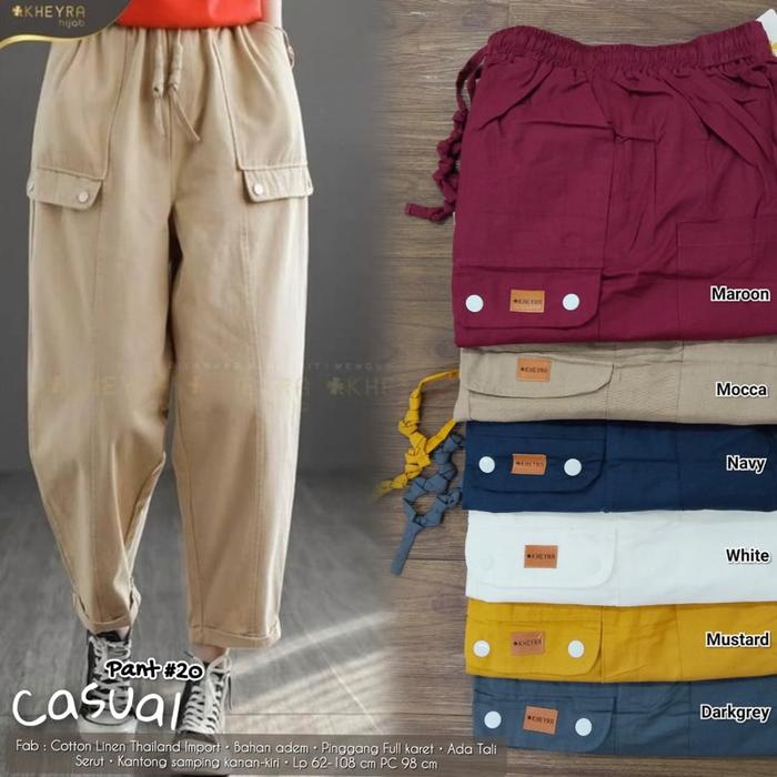 Casual pant #20 wanita by KHEYRA HIJAB (celana panjang wanita, polos, bahan linen)